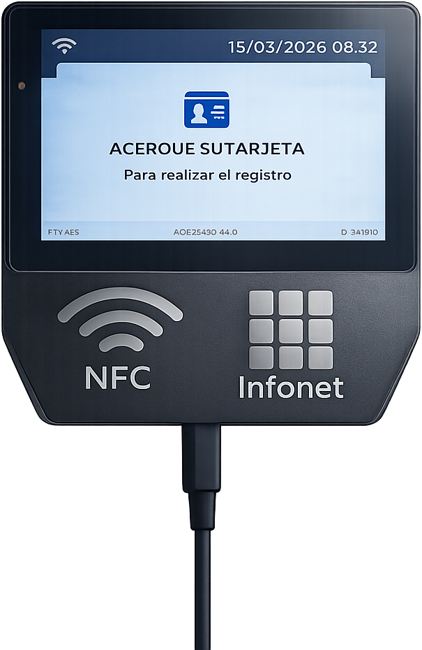 Terminal RecLog con lector NFC para fichar en oficina