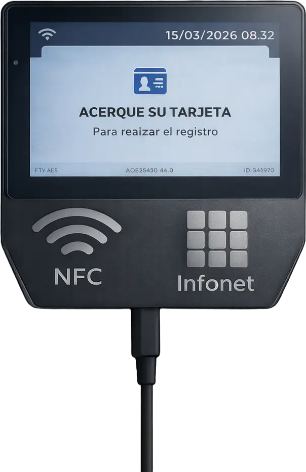 Terminal RecLog con lector NFC para fichar en oficina